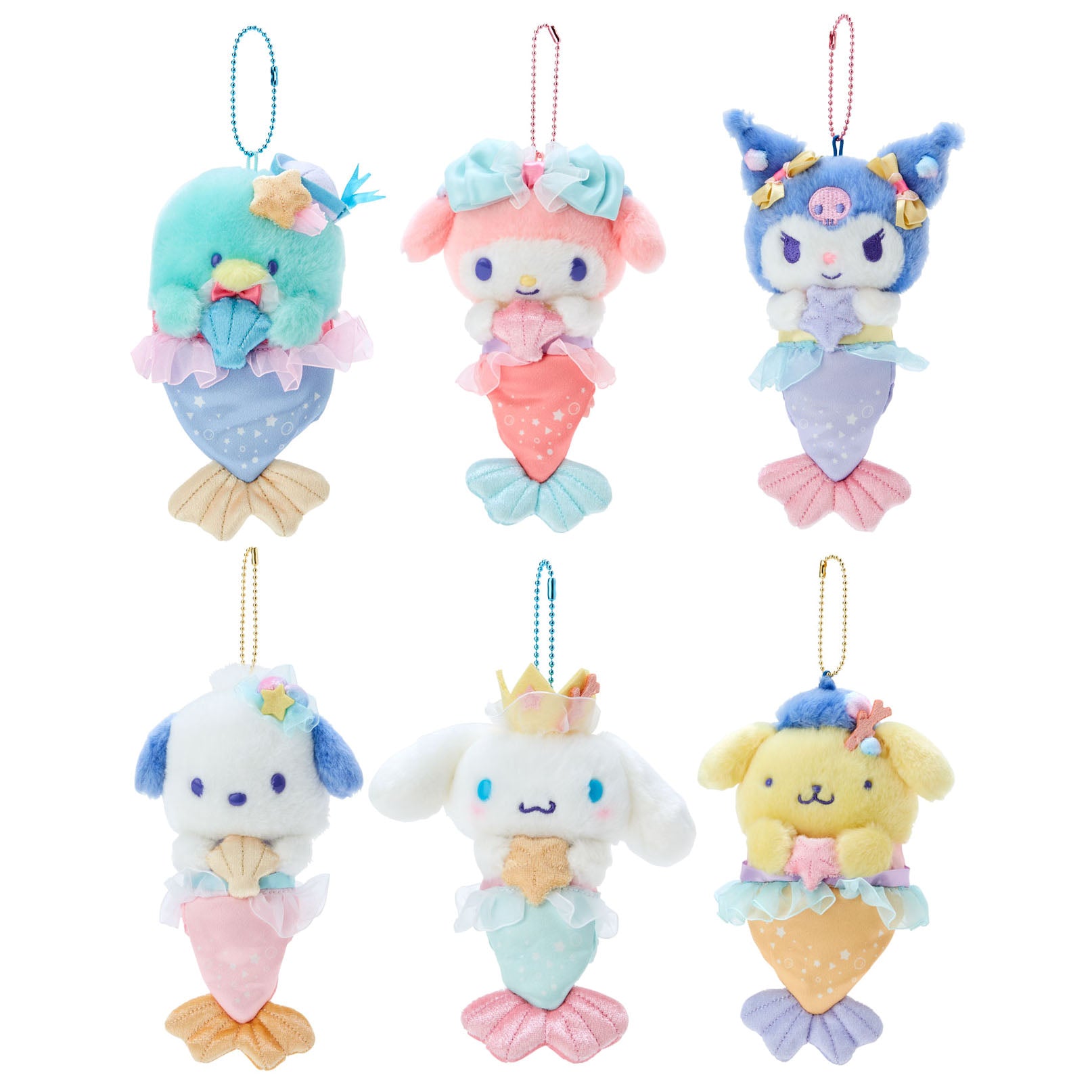 Estoque Pronto/Sanrio Personagens Mini Mascote Holder Plush 2023 (Olá kitty  , Minha Melodia , pompompurin , kuromi , pochacco , hangyodon etc .)