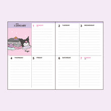 Load image into Gallery viewer, Japan Sanrio Characters Mix / Hello Kitty / My Melody / Little Twin Stars / Kuromi / Pochacco / Pompompurin / Cinnamoroll 2024 Weekly B6 Schedule Book / Planner