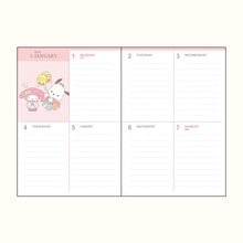 Load image into Gallery viewer, Japan Sanrio Characters Mix / Hello Kitty / My Melody / Little Twin Stars / Kuromi / Pochacco / Pompompurin / Cinnamoroll 2024 Weekly B6 Schedule Book / Planner