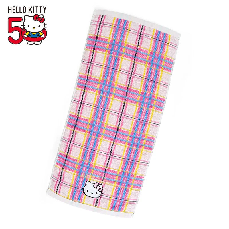 Japan Sanrio Hello Kitty Face Towel (Dress Tartan)