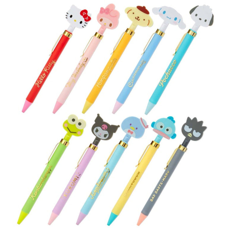 Japan Sanrio Hello Kitty / My Melody / Pompompurin / Pochacco / Cinnamoroll / Kuromi / Keroppi / Bad Badtz Maru / Tuxedo Sam / Hangyodon Ballpoint Pen (Face Mascot)