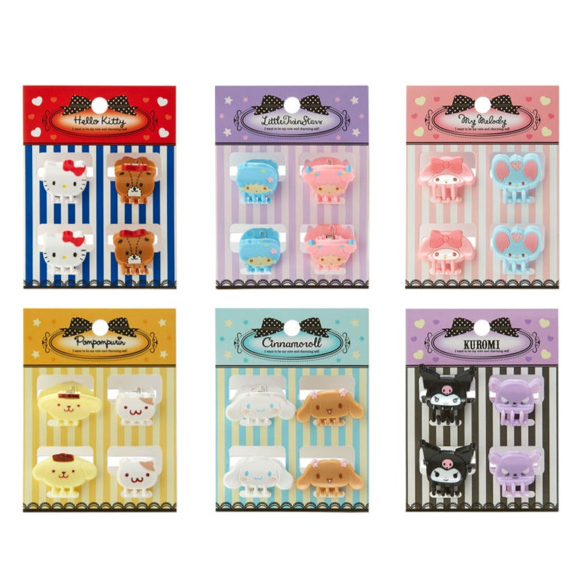 Japan Sanrio Hello Kitty / My Melody / Little Twin Stars / Kuromi / Pompompurin / Cinnamoroll Hair Accessories Mini Hair Clips (Face)
