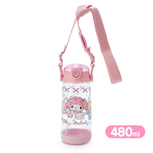 Load image into Gallery viewer, Japan Sanrio My Melody / Hello Kitty Clear Plastic Straw Bottle 480ml
