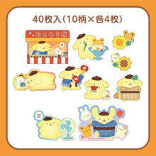 Afbeelding in Gallery-weergave laden, Japan Sanrio Characters Mix / Pompompurin / Hello Kitty / Cinnamoroll / Little Twin Stars Flake Sticker Seal Pack (Summer) 2022 Design