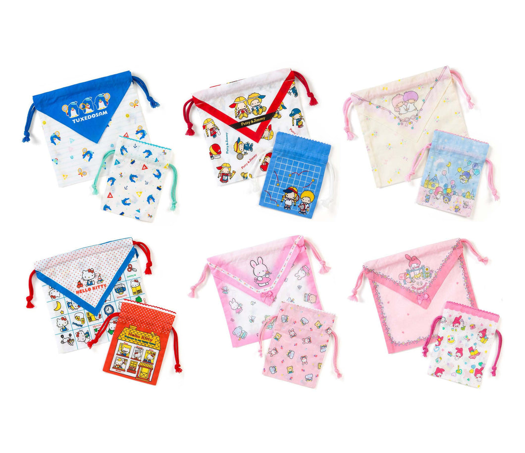 Japan Sanrio Tuxedo Sam / Patty and Jimmy / Little Twin Stars / Hello Kitty / Cheery Chums / My Melody Drawstring Bag / Cotton Gift Bag Set