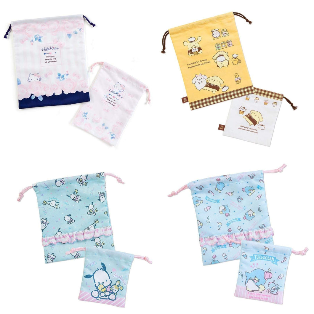 Japan Sanrio Pompompurin / Hello Kitty / Pochacco / Tuxedo Sam Drawstring Bag / Cotton Gift Bag Set