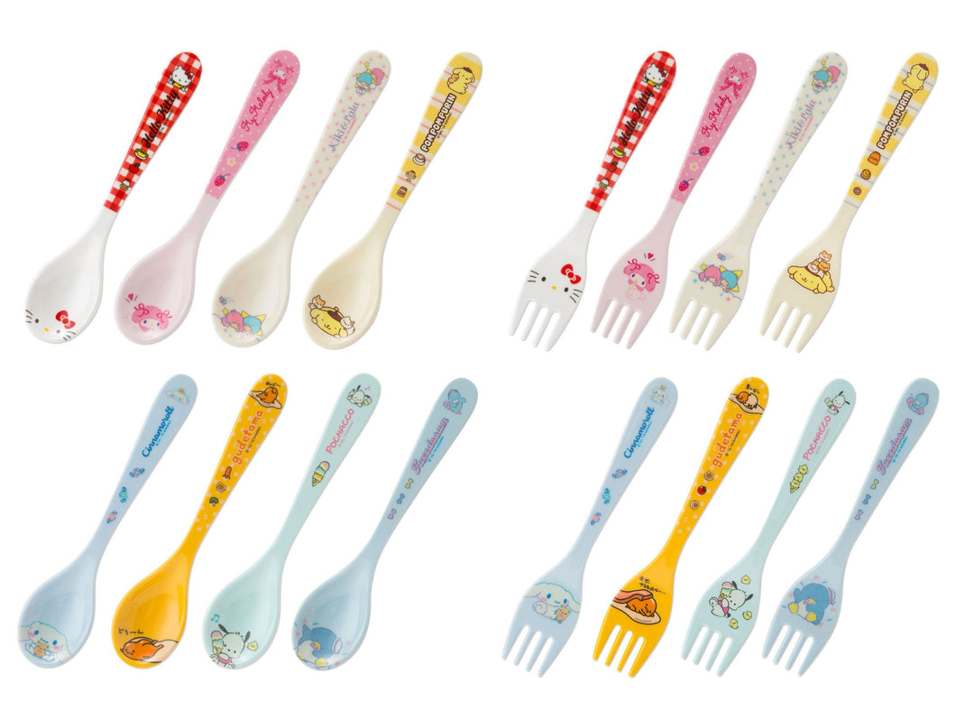 Japan Sanrio Hello Kitty / My Melody / Little Twin Stars / Pompompurin / Cinnamoroll / Gudetama / Pochacco / Tuxedo Sam Plastic Spoon / Fork