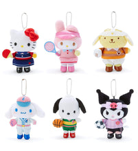 Load image into Gallery viewer, Japan Sanrio Hello Kitty / My Melody / Pompompurin / Cinnamoroll / Pochacco / Kuromi Plush Doll Keychain Mascot Charm (Sport)