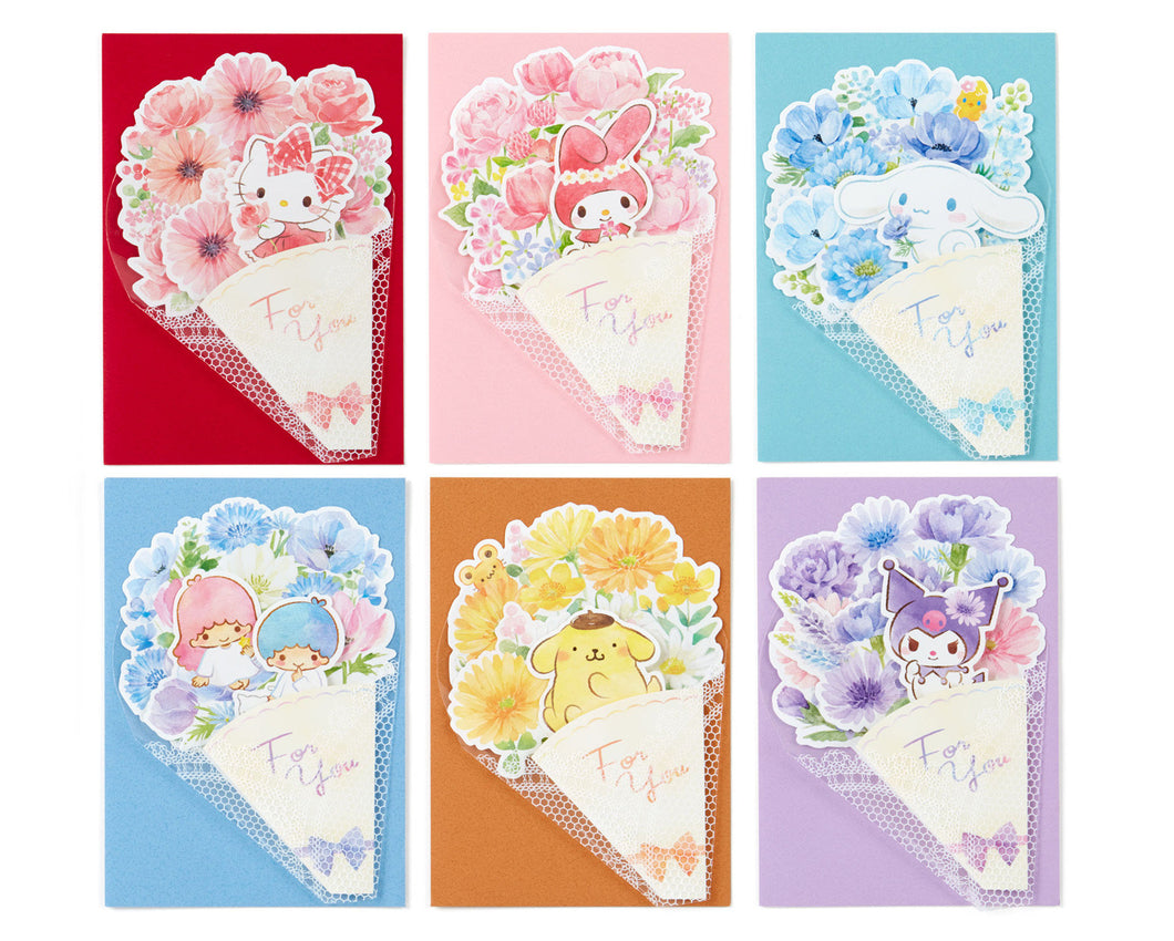 Japan Sanrio Hello Kitty / My Melody / Cinnamoroll / Little Twin Stars / Pompompurin / Kuromi Greeting Card Birthday Card - Bouquet