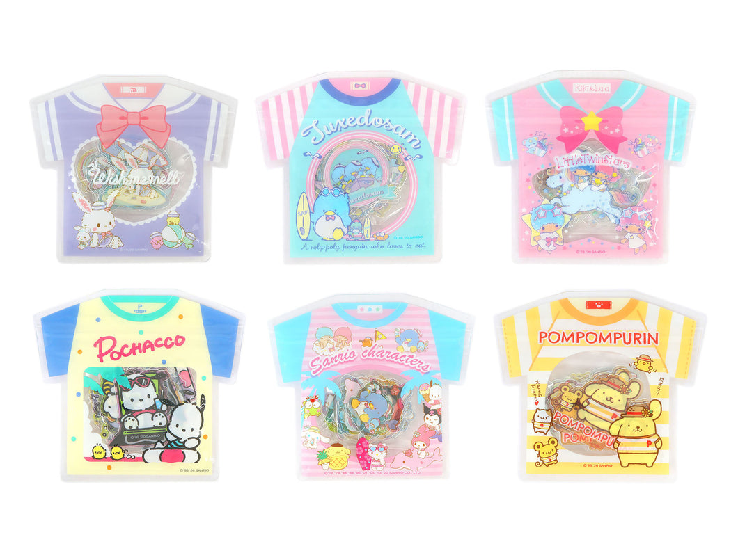 Japan Sanrio Characters Mix / Wish Me Mell / Tuxedo Sam / Little Twin Stars / Pochacco / Pompompurin Sticker Seal Pack (T-Shirt)