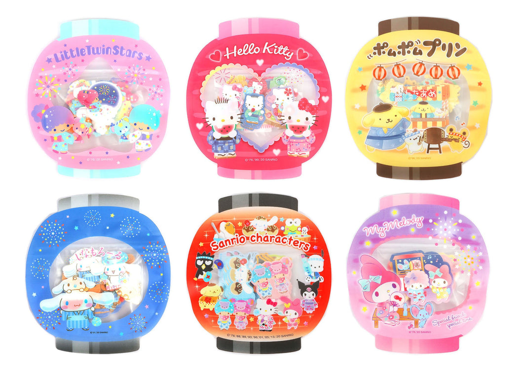 Japan Sanrio Little Twin Stars / My Melody / Characters Mix / Hello Kitty / Cinnamoroll / Pompompurin Sticker Seal Pack (Lantern)