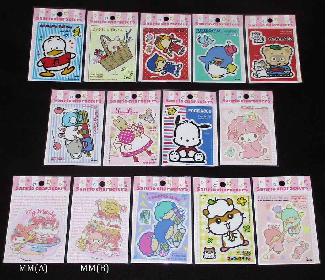 Japan Sanrio My Melody / Pekkle / Tuxedo Sam / Pochacco / Little Twin Stars / Marron Cream / Goropikadon / Patty and Jimmy Vinyl Sticker (M)