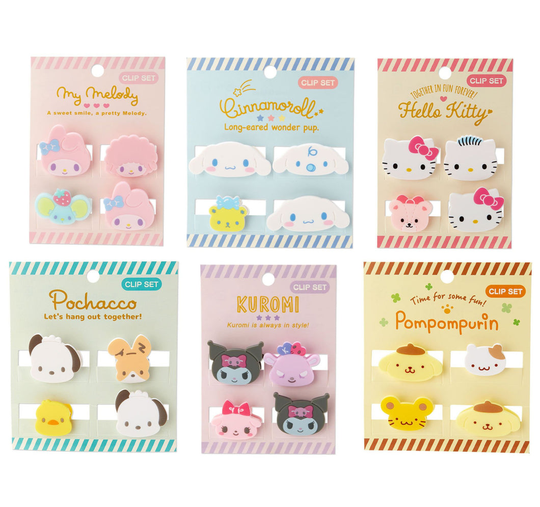 Japan Sanrio Hello Kitty / My Melody / Cinnamoroll / Pompompurin / Pochacco / Kuromi Paper Clip Set (Mini Face)
