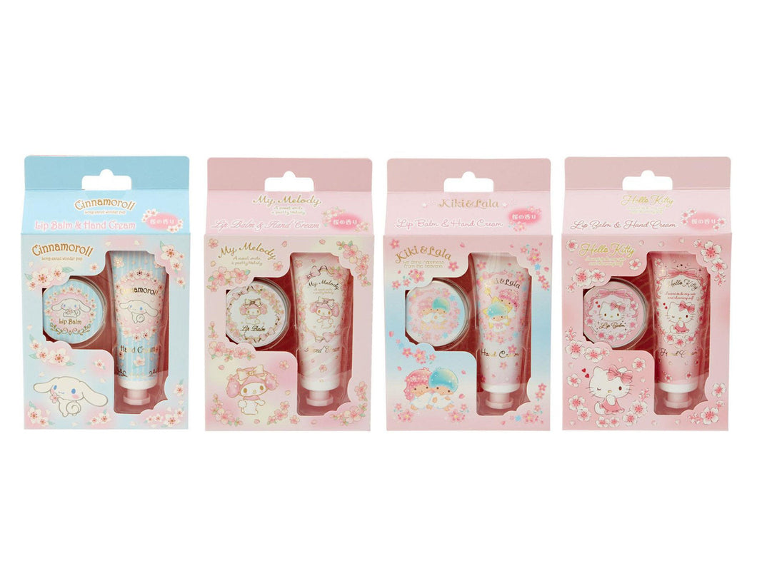 Japan Sanrio Cinnamoroll / Hello Kitty / Little Twin Stars / My Melody Lip Balm and Hand Cream Set (Sakura)