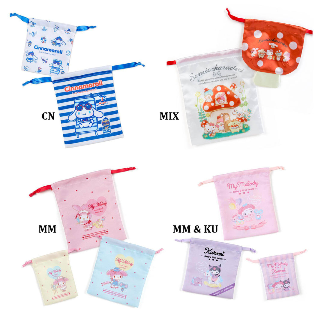 Japan Sanrio Charaters Mix / Cinnamoroll / My Melody / Kuromi Drawstring Bag / Cotton Gift Bag Set