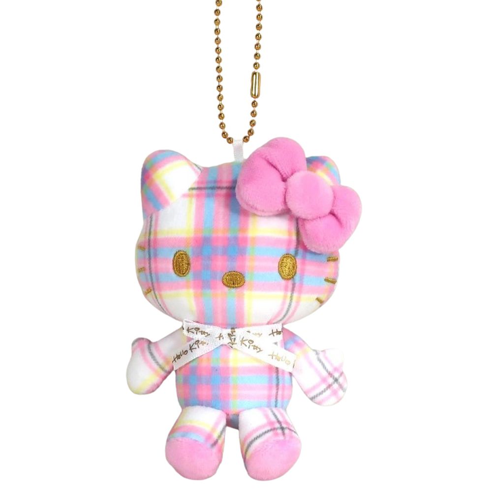 Japan Sanrio Hello Kitty Plush Doll Keychain (Tartan)