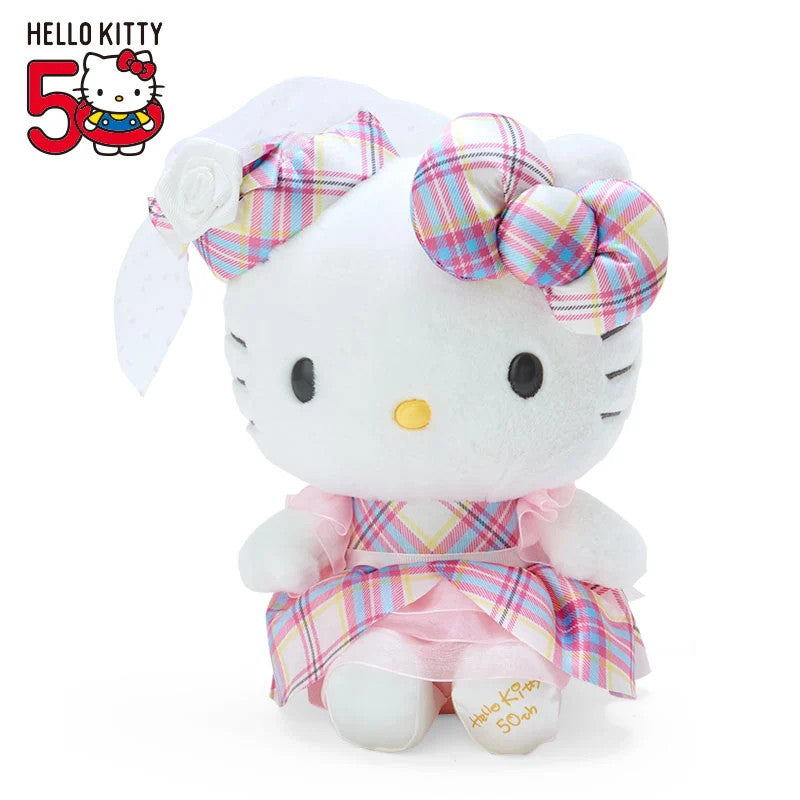 Japan Sanrio Hello Kitty Plush Doll Soft Toy (Dress Tartan)