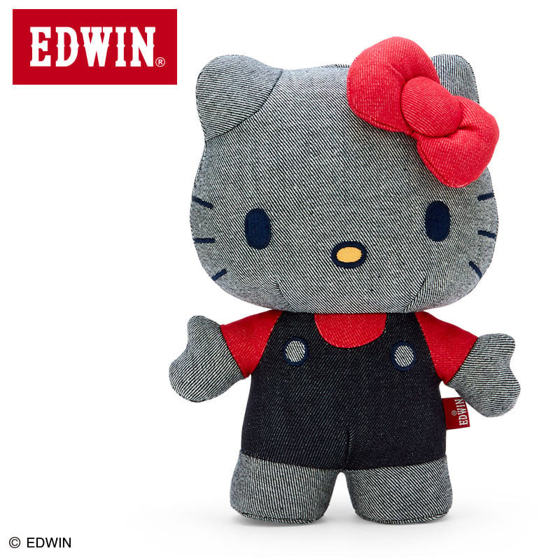 Japan Sanrio Hello Kitty Denim Plush Doll Soft Toy (Edwin)