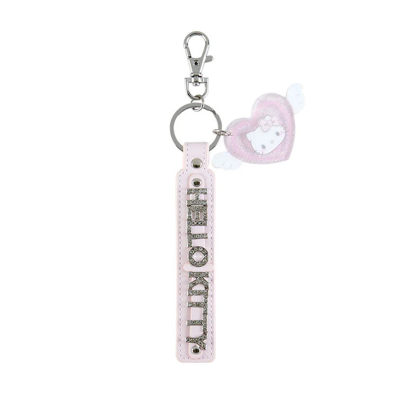 Japan Sanrio Hello Kitty Logo Tag Keychain (Angel & Little Devil)