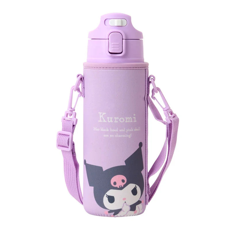 Japan Sanrio Kuromi Stainless Steel Bottle Vacuum Flask 470ml with Bottle Cover