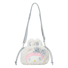 Carregar imagem no visualizador da galeria, Japan Sanrio 2 Way Plush Drawstring Shoulder Bag (Fluffy Snow Rabbit)
