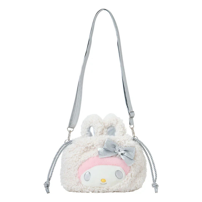 Japan Sanrio 2 Way Plush Drawstring Shoulder Bag (Fluffy Snow Rabbit)