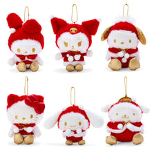 Load image into Gallery viewer, Japan Sanrio My Melody / Kuromi / Pochacco / Hello Kitty / Cinnamoroll / Pompompurin Plush Doll Keychain (Christmas) 2023
