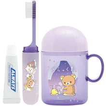 Lade das Bild in den Galerie-Viewer, Japan San-X Sumikko Gurashi / Rilakkuma Kid Travel Toothbrush and Clear Plastic Cup Set
