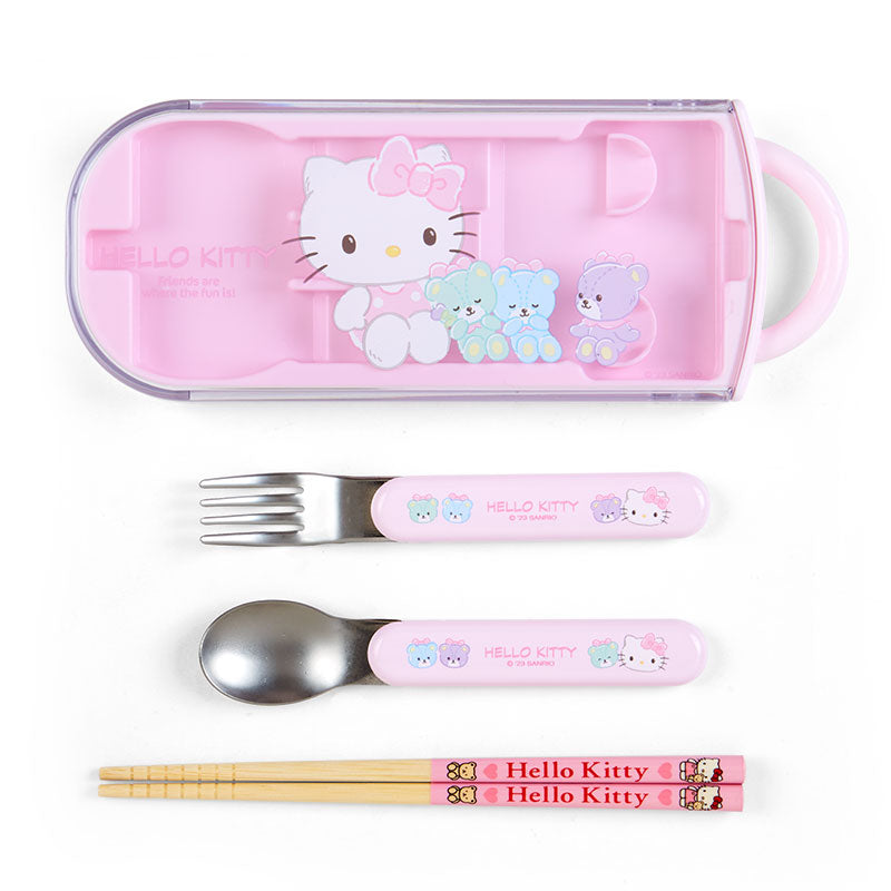 Japan Sanrio Hello Kitty / My Melody / Kuromi / Cinnamoroll Chopsticks Fork Spoon & Case