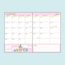 Carica l&#39;immagine nel visualizzatore di Gallery, Japan Sanrio Characters Mix / Hello Kitty / My Melody / Little Twin Stars / Kuromi / Pochacco / Pompompurin / Cinnamoroll 2024 Weekly B6 Schedule Book / Planner
