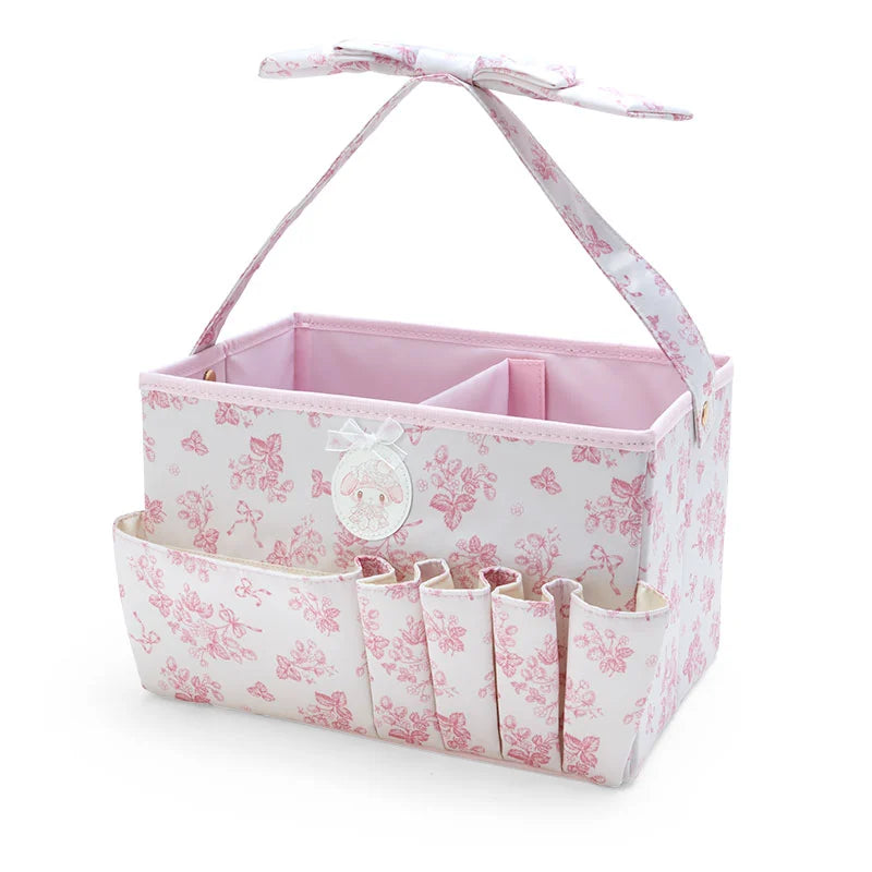 Japan Sanrio My Melody Cosmetic Basket Organizer (White Strawberry Tea Time)