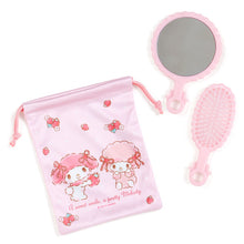 이미지를 갤러리 뷰어에 로드 , Japan Sanrio Hello Kitty / My Melody / Little Twin Stars / Cinnamoroll Pocket Mirror Hair Brush and Drawstring Bag Set
