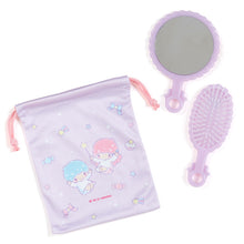 이미지를 갤러리 뷰어에 로드 , Japan Sanrio Hello Kitty / My Melody / Little Twin Stars / Cinnamoroll Pocket Mirror Hair Brush and Drawstring Bag Set
