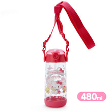 Load image into Gallery viewer, Japan Sanrio My Melody / Hello Kitty Clear Plastic Straw Bottle 480ml
