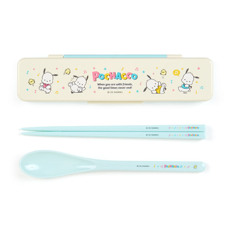 Japan Sanrio Cinnamoroll / Kuromi / Pochacco / Hangyodon Chopsticks Spoon and Case Set