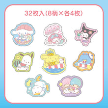 Lade das Bild in den Galerie-Viewer, Japan Sanrio Characters Mix / Pochacco / Tuxedo Sam / Kuromi / Cogimyun / Wish Me Mell Clear Flake Sticker Seal Pack (Summer) 2022 Design
