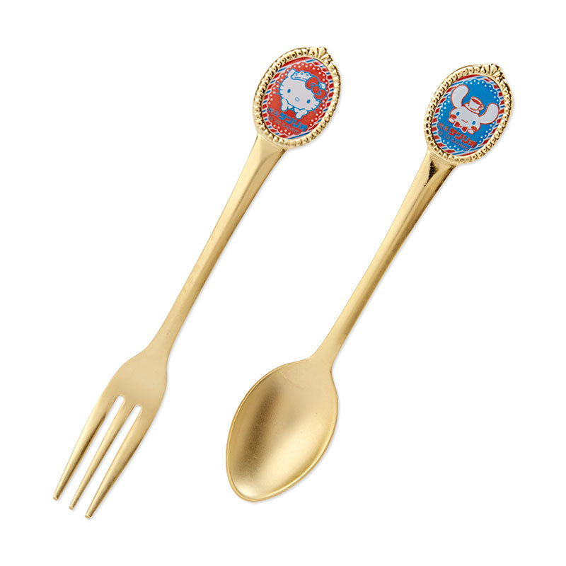 Japan Sanrio Characters Mix Stainless Steel Small Fork & Spoon Set (Cafe)