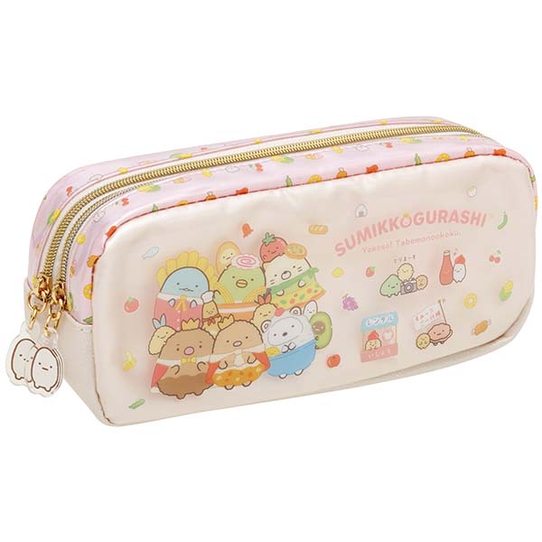 Japan San-X Sumikko Gurashi Twin Zipper Pencil Case Pen Pouch (Food Kingdom)