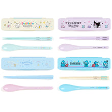 Afbeelding in Gallery-weergave laden, Japan Sanrio Cinnamoroll / Kuromi / Pochacco / Hangyodon Chopsticks Spoon and Case Set
