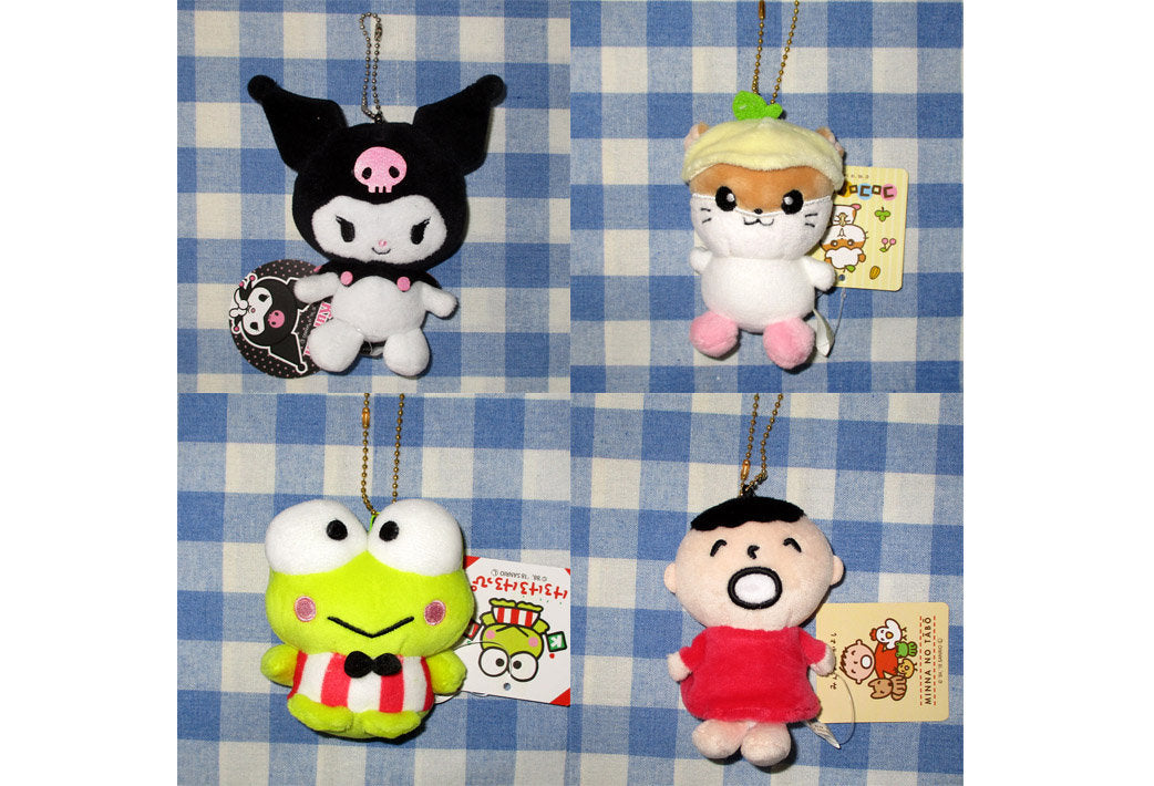 Japan Sanrio Kuromi / Coro Coro Kuririn / Keroppi / Minna no Tabo Plush Doll Keychain Mascot Charm