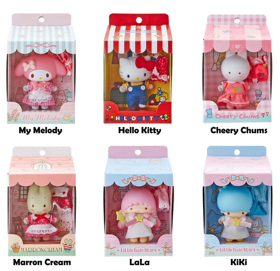 Japan Sanrio My Melody / Hello Kitty / Cheery Chums / Marron Cream / Little Twin Stars PVC Doll Keychain Mascot Charm (Dress)
