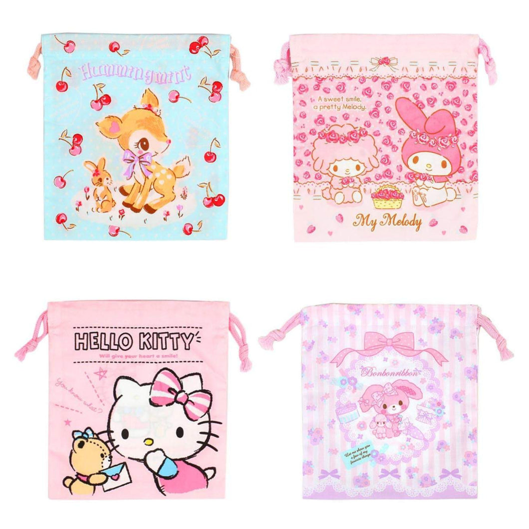 Japan Sanrio Hummingmint / My Melody / Hello Kitty / Bonbonribbon Drawstring Bag / Cotton Gift Bag (S)