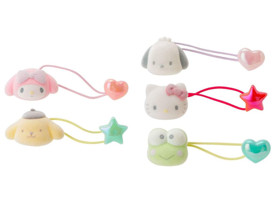 Japan Sanrio Hello Kitty / My Melody / Keroppi / Pompompurin / Pochacco Hair Tie (Flocking Mascot)