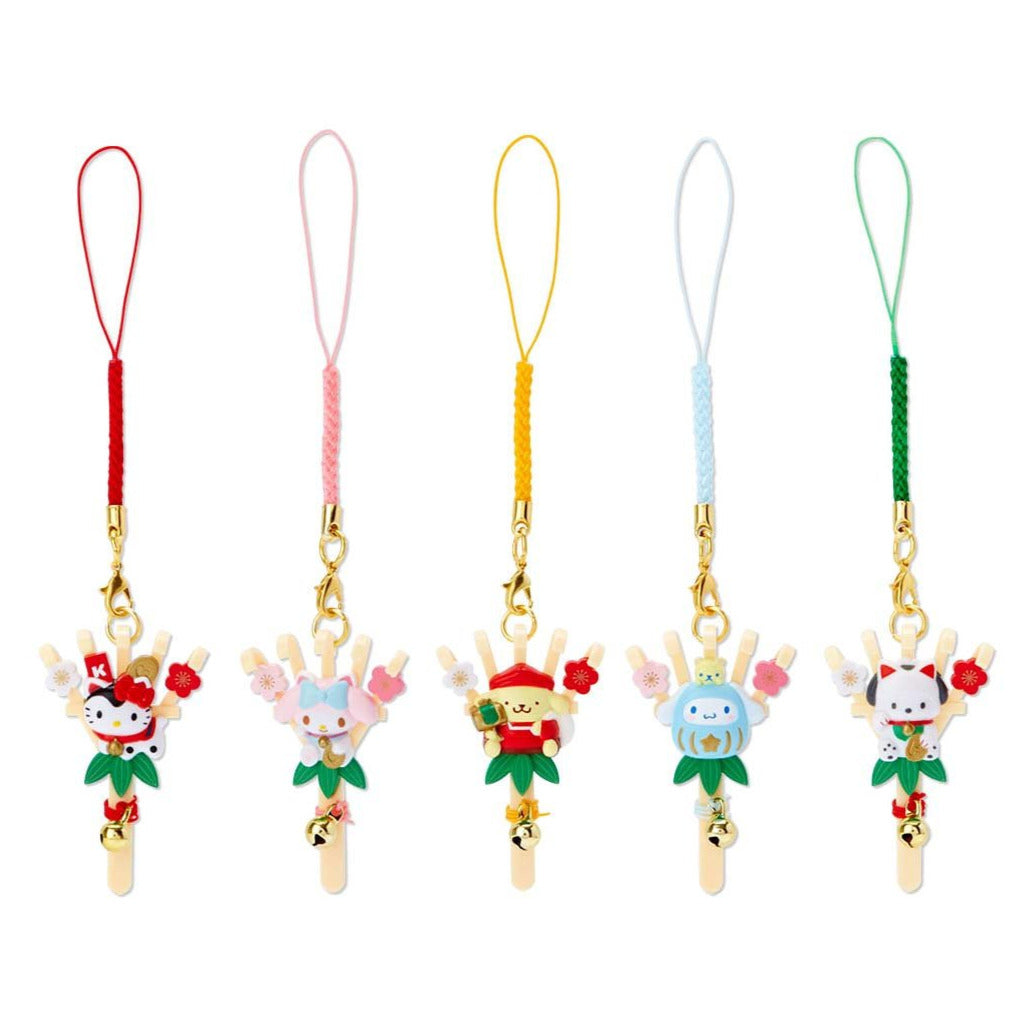 Japan Sanrio Hello Kitty / My Melody / Pompompurin / Cinnamoroll / Pochacco Bell Mascot Charm (Blessing)