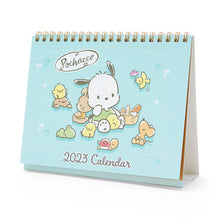 Load image into Gallery viewer, Japan Sanrio Characters Mix / Pochacoo / My Melody / Kuromi / Little Twin Stars / Hello Kitty / Keroppi / Gudetama / Tuxedo Sam / Pompompurin / Cinnamoroll 2023 Desk Calendar
