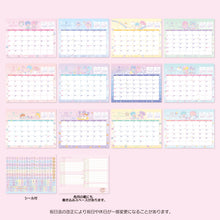 Load image into Gallery viewer, Japan Sanrio Characters Mix / Pochacoo / My Melody / Kuromi / Little Twin Stars / Hello Kitty / Keroppi / Gudetama / Tuxedo Sam / Pompompurin / Cinnamoroll 2023 Desk Calendar
