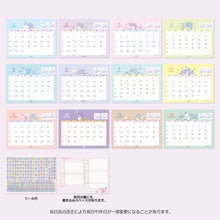 Load image into Gallery viewer, Japan Sanrio Characters Mix / Pochacoo / My Melody / Kuromi / Little Twin Stars / Hello Kitty / Keroppi / Gudetama / Tuxedo Sam / Pompompurin / Cinnamoroll 2023 Desk Calendar
