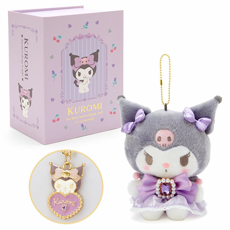 Japan Sanrio Kuromi / Cinnamoroll / My Melody Plush Doll Keychain & Hair Clip & Necklace Box Set (Bijou)