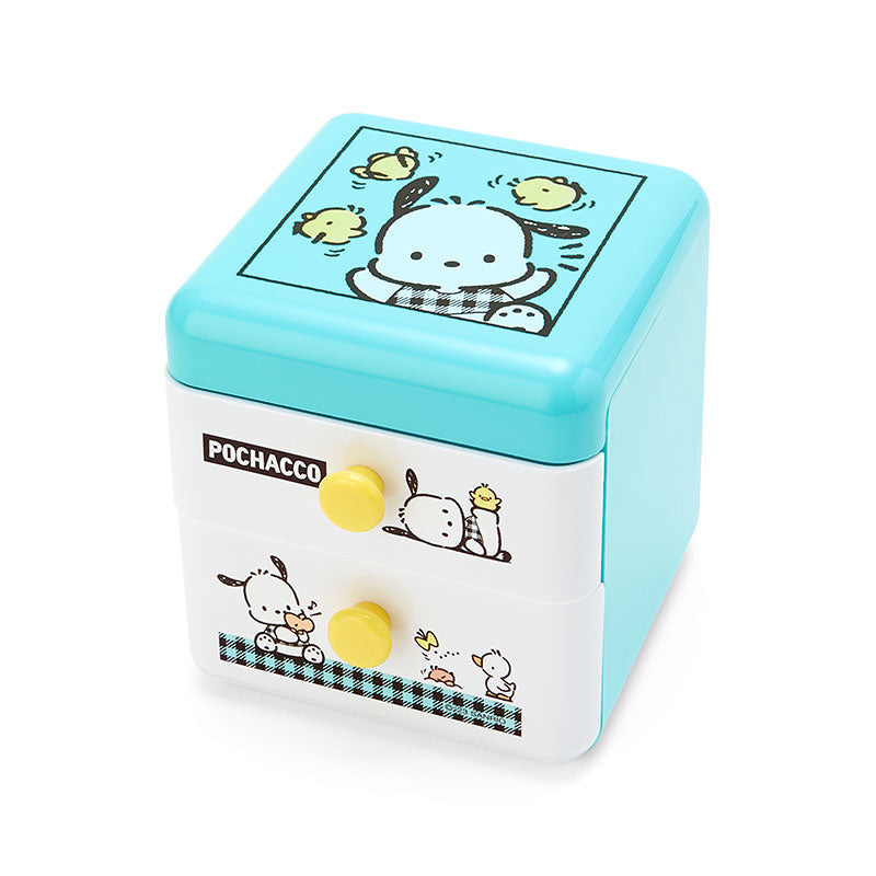 Japan Sanrio Pochacco Mini Chest Box Desk Organizer (Checked)